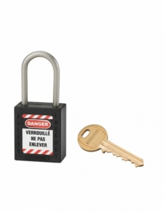 Lucchetto in ABS 38 mm, arco inox Ø 4,76 mm H 38 mm, nero, 1 chiave – THIRARD