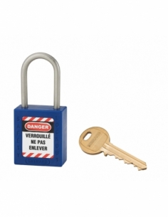 Lucchetto in ABS 38 mm, arco inox Ø 4,76 mm H 38 mm, blu, 1 chiave – THIRARD