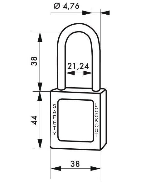 Lucchetto in ABS 38 mm, arco inox Ø 4,76 mm H 38 mm, blu, 1 chiave – THIRARD