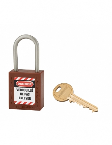 Lucchetto in ABS 38 mm, arco inox Ø 4,76 mm H 38 mm, marrone, 1 chiave – THIRARD