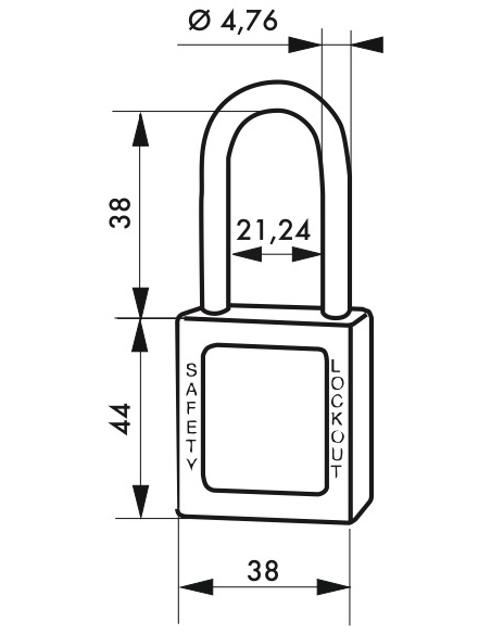 Lucchetto in ABS 38 mm, arco inox Ø 4,76 mm H 38 mm, marrone, 1 chiave – THIRARD