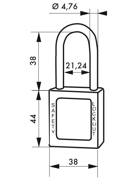 Lucchetto in ABS 38 mm, arco inox Ø 4,76 mm H 38 mm, arancione, 1 chiave – THIRARD