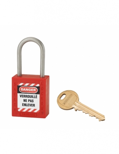Lucchetto in ABS 38 mm, arco inox Ø 4,76 mm H 38 mm, rosso, 1 chiave – THIRARD