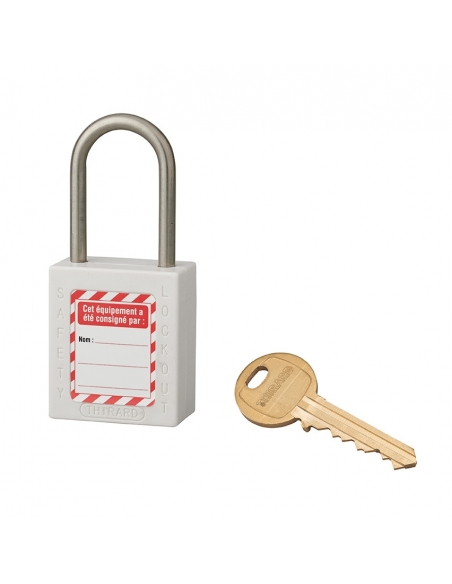 Lucchetto in ABS 38 mm, arco inox Ø 4,76 mm H 38 mm, bianco, 1 chiave – THIRARD