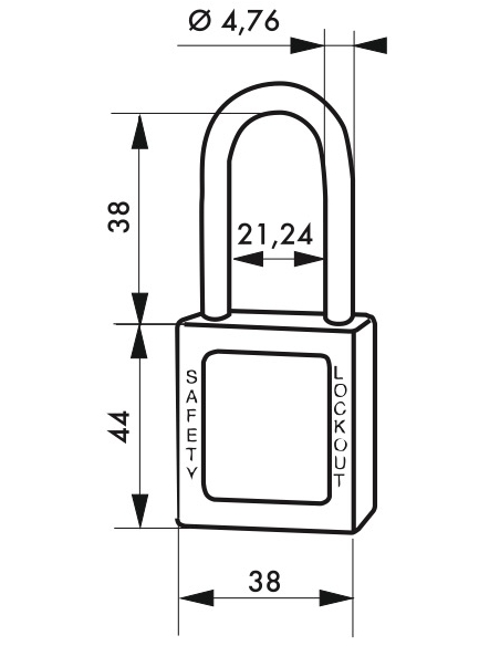 Lucchetto in ABS 38 mm, arco inox Ø 4,76 mm H 38 mm, bianco, 1 chiave – THIRARD