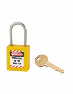 Lucchetto in ABS 38 mm, arco inox Ø 4,76 mm H 38 mm, giallo, 1 chiave – THIRARD