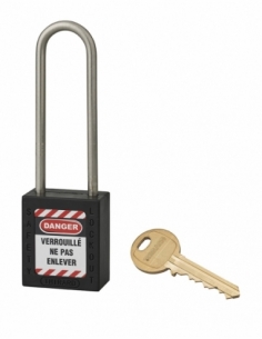 Lucchetto in ABS 38 mm, arco alto inox Ø 4,76 mm H 76 mm, nero, 1 chiave – THIRARD