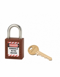 Lucchetto LOTO in ABS 38 mm, arco inox H 25 mm Ø 6 mm, marrone, 1 chiave – THIRARD