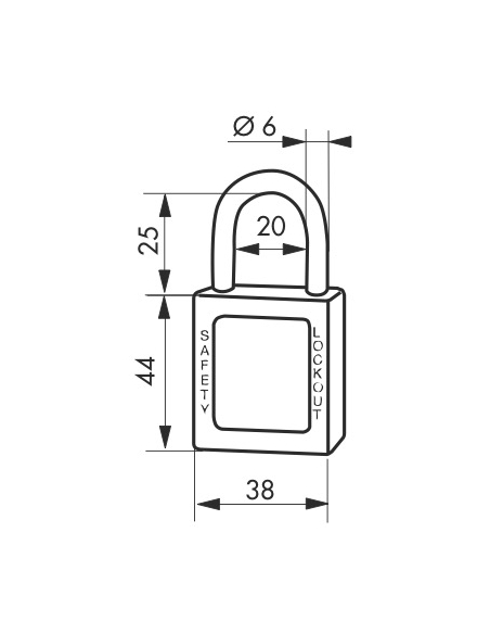 Lucchetto LOTO in ABS 38 mm, arco inox H 25 mm Ø 6 mm, verde, 1 chiave – THIRARD