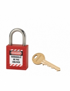 Lucchetto LOTO in ABS 38 mm, arco inox H 25 mm Ø 6 mm, rosso, 1 chiave – THIRARD