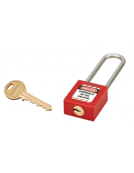 Lucchetto LOTO in ABS 38 mm, arco inox H 25 mm Ø 6 mm, rosso, 1 chiave – THIRARD