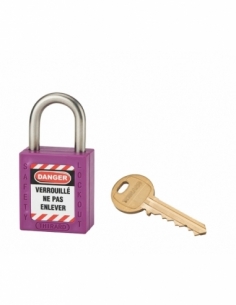Lucchetto LOTO in ABS 38 mm, arco inox H 25 mm Ø 6 mm, viola, 1 chiave – THIRARD