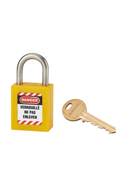 Lucchetto LOTO in ABS 38 mm, arco inox H 25 mm Ø 6 mm, giallo, 1 chiave – THIRARD