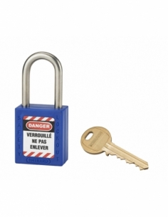 Lucchetto LOTO in ABS 38 mm, arco inox H 38 mm Ø 6 mm, blu, 1 chiave – THIRARD