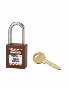 Lucchetto LOTO in ABS 38 mm, arco inox H 38 mm Ø 6 mm, marrone, 1 chiave – THIRARD