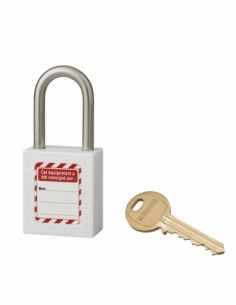 Lucchetto LOTO in ABS 38 mm, arco inox H 38 mm Ø 6 mm, bianco, 1 chiave – THIRARD