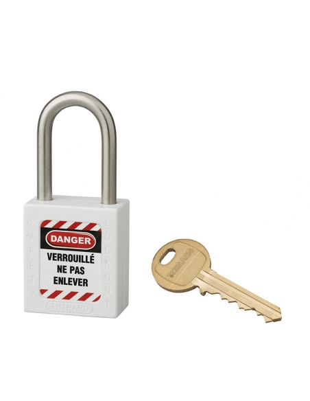 Lucchetto LOTO in ABS 38 mm, arco inox H 38 mm Ø 6 mm, bianco, 1 chiave – THIRARD