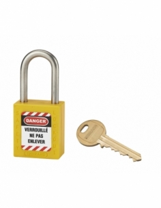 Lucchetto LOTO in ABS 38 mm, arco inox H 38 mm Ø 6 mm, giallo, 1 chiave – THIRARD
