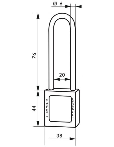 Lucchetto LOTO in ABS 38 mm, arco alto inox H 76 mm Ø 6 mm, verde, 1 chiave – THIRARD