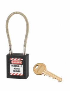 Lucchetto LOTO in ABS 38 mm, arco in nylon L 150 mm Ø 6 mm, nero, 1 chiave – THIRARD