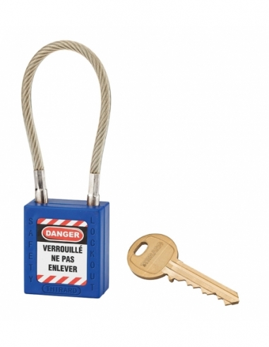 Lucchetto LOTO in ABS 38 mm, arco in nylon L 150 mm Ø 6 mm, blu, 1 chiave – THIRARD