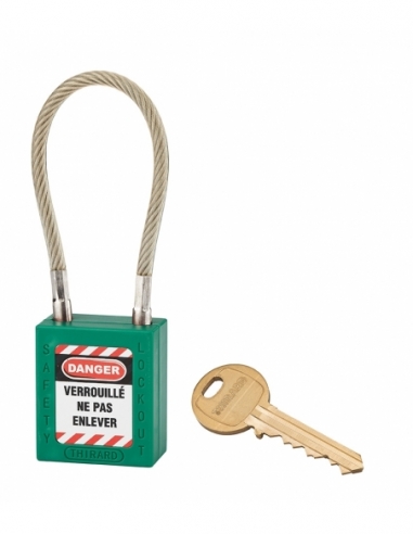 Lucchetto LOTO in ABS 38 mm, arco in nylon L 150 mm Ø 6 mm, verde, 1 chiave – THIRARD