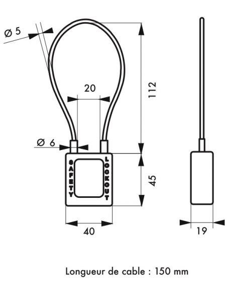Lucchetto LOTO in ABS 38 mm, arco in nylon L 150 mm Ø 6 mm, arancione, 1 chiave – THIRARD