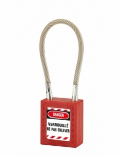 Lucchetto LOTO in ABS 38 mm, arco in nylon L 150 mm Ø 6 mm, rosso, 1 chiave – THIRARD