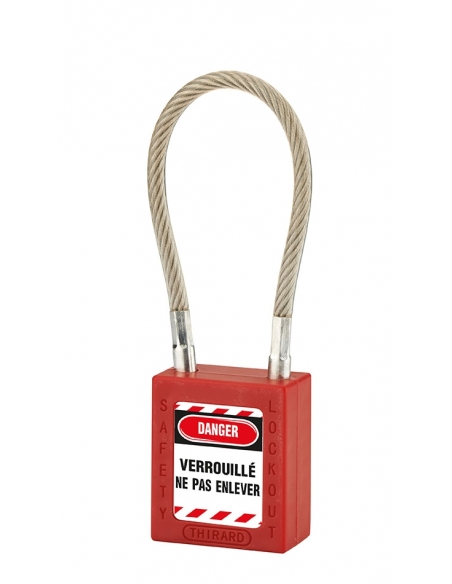 Lucchetto LOTO in ABS 38 mm, arco in nylon L 150 mm Ø 6 mm, rosso, 1 chiave – THIRARD