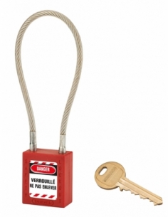 Lucchetto LOTO in ABS 38 mm, arco in nylon L 240 mm Ø 6 mm, rosso, 1 chiave – THIRARD