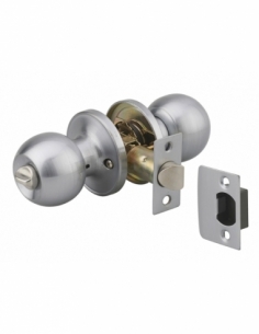 Serratura tubolare con chiave e chiusura WC, cromo opaco, asse regolabile 60/70 mm, 3 chiavi – THIRARD