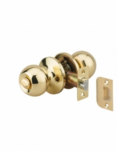 Serratura tubolare con chiave e chiusura WC, dorata, asse regolabile 60/70 mm, 3 chiavi – THIRARD