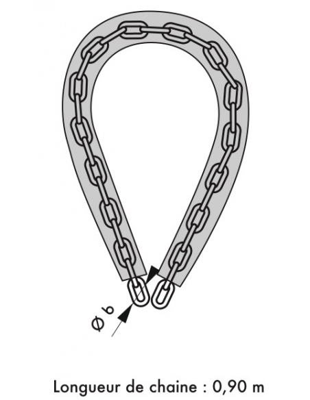 Vista aggiuntiva 1 di Catena in acciaio zincato Ø 6 mm, L 0,90 m, con guaina in PVC – THIRARD