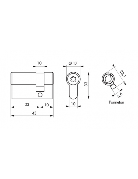 Mezzo Cilindro europeo Federal, 30x10mm, nichel, antisfilamento, antitrapano, 4 chiavi - THIRARD