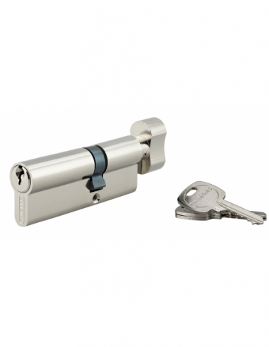 Cilindro europeo per serratura a pomolo, 30Bx50mm, antisfilamento, nichel, 3 chiavi - THIRARD