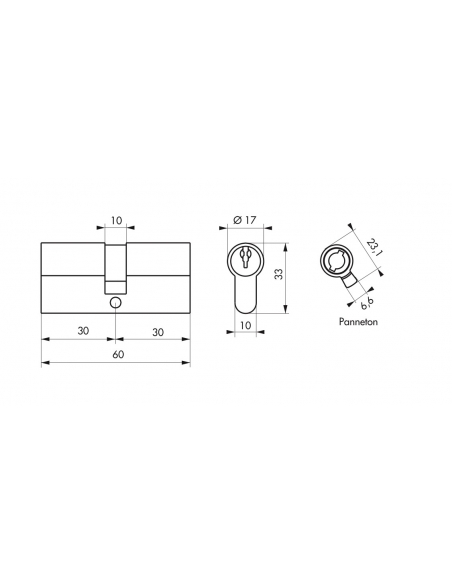 Set di 2 cilindri a doppia entrata, 30x30mm, chiave uguale, nichel, 3 chiavi/Cilindro europeo - Serrurerie de Picardie