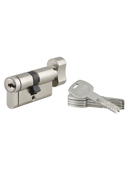 Cilindro Transit 2 con pomolo 30 x 30 mm, nichelato, anti-perforazione, anti-scasso, 4 chiavi – THIRARD