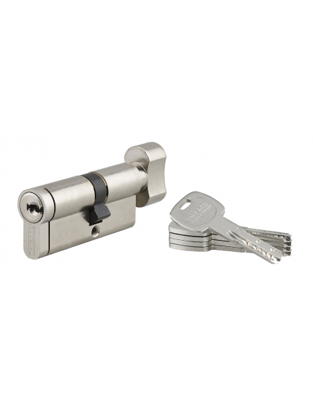 Cilindro Transit 2 con pomolo 30 x 40 mm, nichelato, anti-perforazione, anti-scasso, 4 chiavi – THIRARD