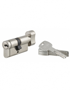 Cilindro Transit 2 con pomolo 30 x 30 mm, nichelato, anti-perforazione, anti-scasso, 4 chiavi – THIRARD