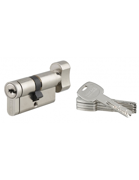 Cilindro Transit 2 con pomolo 30 x 30 mm, nichelato, anti-perforazione, anti-scasso, 4 chiavi – THIRARD
