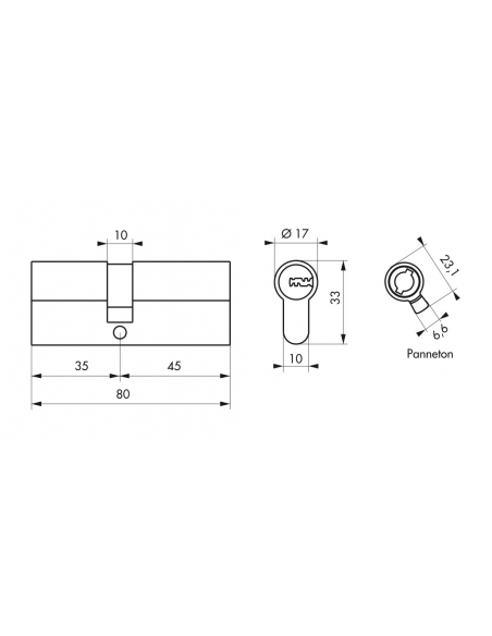 Cilindro europeo a doppia entrata Trafic 12, 35x45mm, nichel, antiperforazione, antirottura, 5 chiavi piatte reversibili- THI...