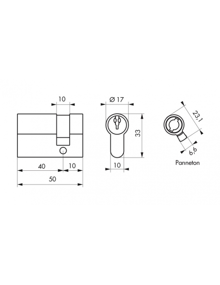 Mezzo Cilindro europeo per serratura Ecopro, 40x10mm, anti estrazione, 3 chiavi, finitura cromata - THIRARD
