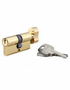Cilindro europeo per serratura a pomolo, 30Bx30mm, antisfilamento, ottone, 3 chiavi - THIRARD