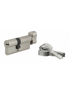 Cilindro Tiger 6 con pomolo 40 x 30 mm, nichelato, anti-estrazione, anti-perforazione, 5 chiavi – THIRARD
