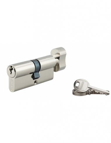 Cilindro europeo per serratura a pomolo SA 30Bx35mm, antisfilamento, nichel, 3 chiavi - THIRARD