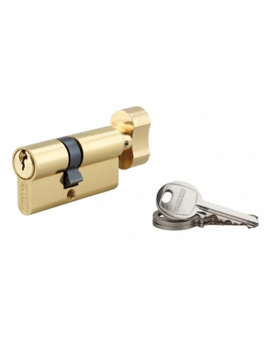 Cilindro SA con pomolo 35 x 25 mm, ottonato, 3 chiavi – THIRARD