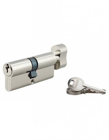 Cilindro SA con pomolo 40 x 40 mm, nichelato, 3 chiavi – THIRARD