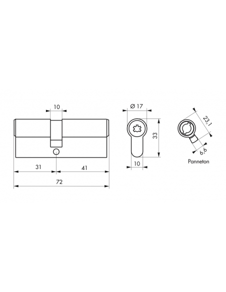 Cilindro europeo a doppia entrata Surveyor, 31x41mm, ottone, antisfilamento, 4 chiavi - THIRARD