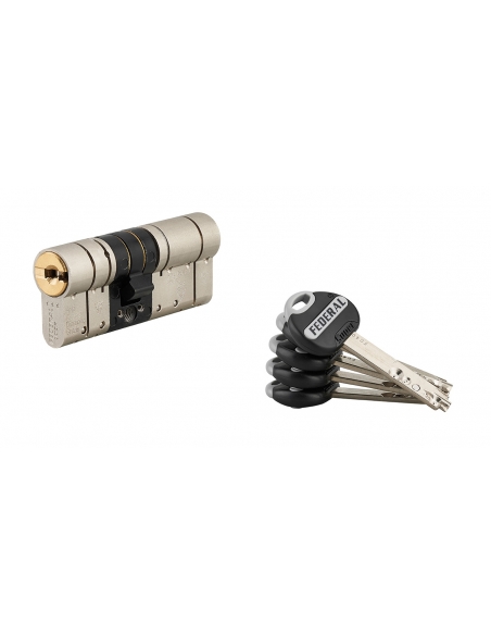 Cilindro europeo Federal 2 - 32X45mm SN nichel, anti-sfilamento, anti-perforazione, 5 chiavi reversibili - THIRARD
