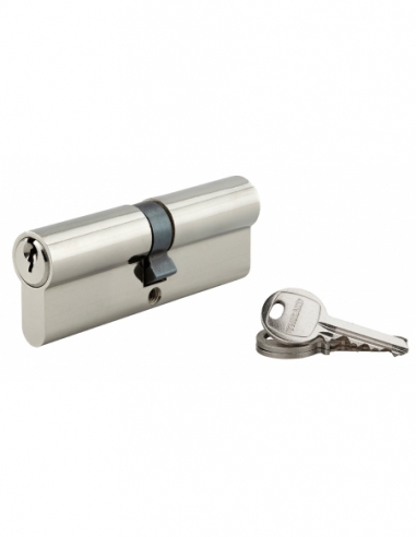 Cilindro europeo SA 45 x 45 mm nichelato, 3 chiavi con vite di 45 mm – THIRARD